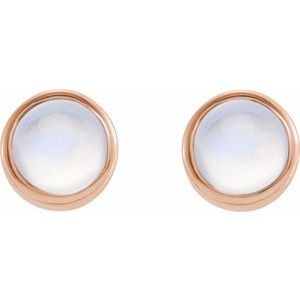 14K Rose Natural White Moonstone Bezel-Set Earrings - BN & CO JEWELRY