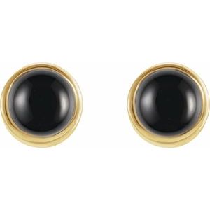14K Yellow Natural Black Onyx Bezel-Set Earrings - BN & CO JEWELRY