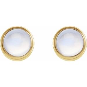 14K Yellow Natural White Moonstone Bezel-Set Earrings - BN & CO JEWELRY