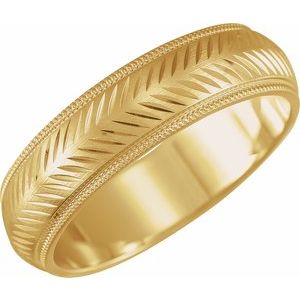 14K Yellow 6 mm Herringbone Band Size 10 - BN & CO JEWELRY