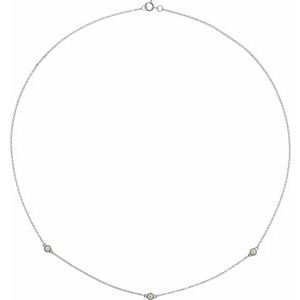 14K White 1/5 CTW Lab-Grown Diamond 3-Station 18" Necklace - BN & CO JEWELRY