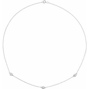 14K White 1/3 CTW Natural Diamond 3-Station 18" Necklace - BN & CO JEWELRY