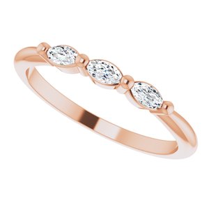 14K Rose 1/5 CTW Natural Diamond Three-Stone Anniversary Band - BN & CO JEWELRY