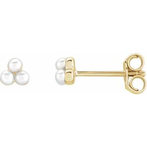 14K Yellow Cultured Freshwater Pearl Cluster Earrings - BN & CO JEWELRY