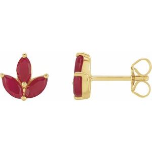 14K Yellow Natural Ruby Cluster Earrings - BN & CO JEWELRY