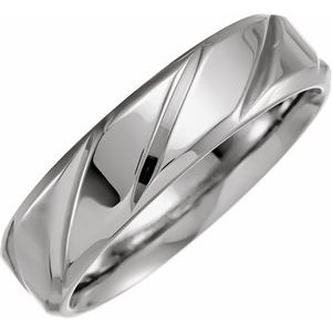 14K White 6 mm Diagonal Design Band Size 10 - BN & CO JEWELRY