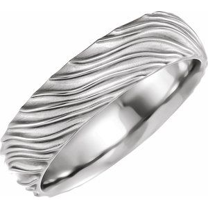 14K White Wavy Textured Band - BN & CO JEWELRY
