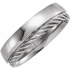 14K White Single Sided Rope Edge Band - BN & CO JEWELRY