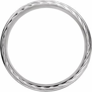 14K White Single Sided Rope Edge Band - BN & CO JEWELRY