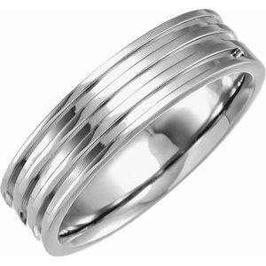 14K White Grooved Band - BN & CO JEWELRY