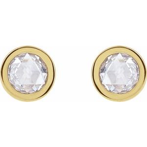 14K Yellow 5/8 CTW Rose-Cut Natural Diamond Bezel-Set Earrings - BN & CO JEWELRY