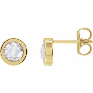 14K Yellow 5/8 CTW Rose-Cut Natural Diamond Bezel-Set Earrings - BN & CO JEWELRY