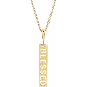 14K Yellow Blessed Bar 16-18" Necklace - BN & CO JEWELRY