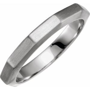 14K White 3 mm Geometric Decagon Band Size 6 - BN & CO JEWELRY