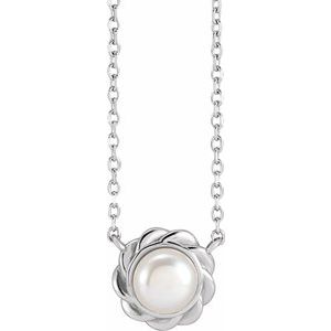 Sterling Silver Cultured White Freshwater Pearl 18" Necklace - BN & CO JEWELRY