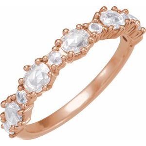 14K Rose 4x3 mm Oval 5/8 CTW Natural Rose-Cut Diamond Anniversary Band - BN & CO JEWELRY