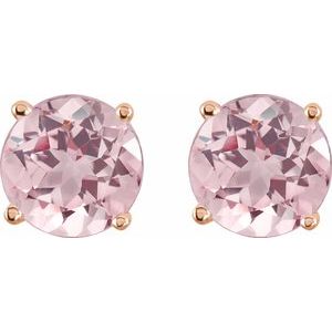 14K Rose 5 mm Natural Pink Morganite Stud Earrings with Friction Post - BN & CO JEWELRY