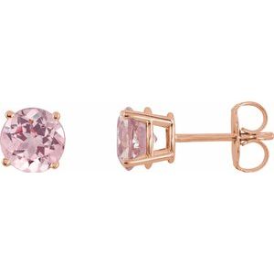 14K Rose 5 mm Natural Pink Morganite Stud Earrings with Friction Post - BN & CO JEWELRY