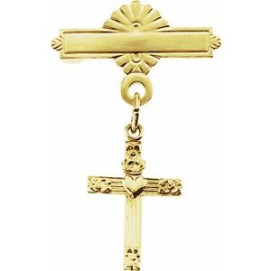 14K Yellow Cross Baptismal Pin - BN & CO JEWELRY