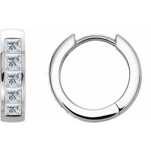 14K White 9/10 CTW Natural Diamond Hoop Earrings - BN & CO JEWELRY