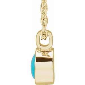 14K Yellow Natural Turquoise Bezel-Set 16-18" Necklace - BN & CO JEWELRY