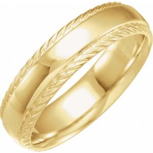 14K Yellow 6 mm Rope Edge Band Size 9.5 - BN & CO JEWELRY
