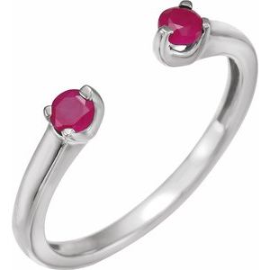 14K White Natural Ruby Negative Space Ring - BN & CO JEWELRY