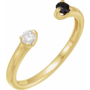 14K Yellow Natural Onyx & 1/10 CT Natural Diamond Negative Space Ring - BN & CO JEWELRY