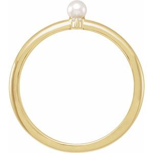 14K Yellow Cultured White Seed Pearl & .015 CT Natural Diamond Ring - BN & CO JEWELRY