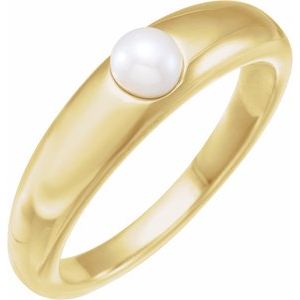 14K Yellow Cultured Akoya Pearl Dome Ring - BN & CO JEWELRY