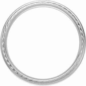 18K White 6 mm Rope Edge Band Size 11 - BN & CO JEWELRY