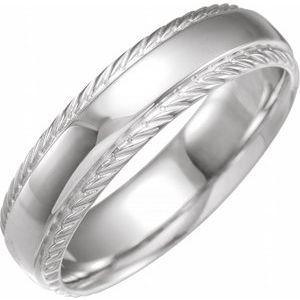 14K White 6 mm Rope Edge Band Size 10 - BN & CO JEWELRY