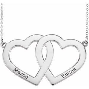 Sterling Silver Family Engravable Heart 18" Necklace - BN & CO JEWELRY
