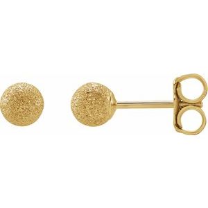 14K Yellow 4 mm Stardust Ball Earrings - BN & CO JEWELRY