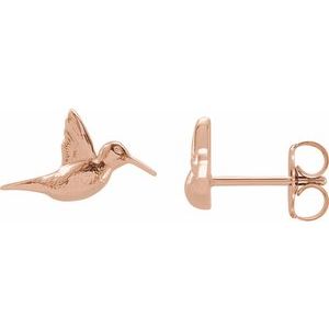 14K Rose Humming Bird Earrings - BN & CO JEWELRY