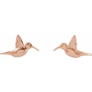 14K Rose Humming Bird Earrings - BN & CO JEWELRY