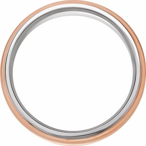 14K White/Rose 5 mm Half Round Band with Diamond Edge Inlay Size 8.5 - BN & CO JEWELRY