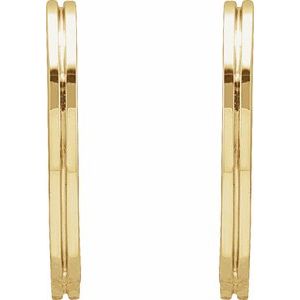 14K Yellow 15 mm Grooved Huggie Earrings - BN & CO JEWELRY