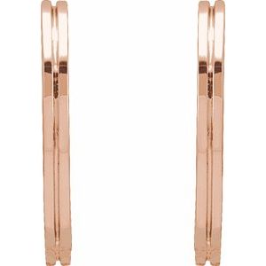 14K Rose 15 mm Grooved Huggie Earrings - BN & CO JEWELRY