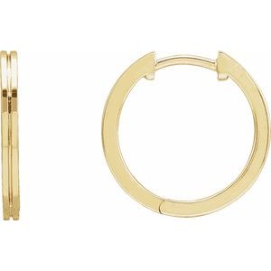 14K Yellow 15 mm Grooved Huggie Earrings - BN & CO JEWELRY