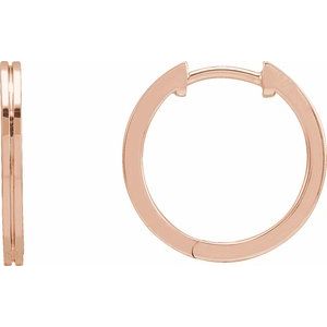 14K Rose 15 mm Grooved Huggie Earrings - BN & CO JEWELRY