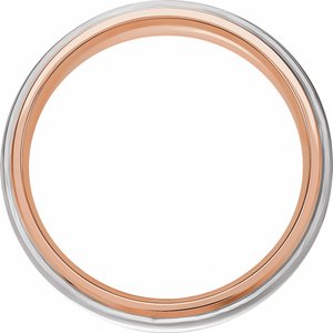 14K Rose/White 7 mm Half Round Band with Diamond Edge Inlay - BN & CO JEWELRY