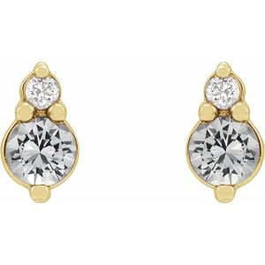 14K Yellow Natural White Sapphire & .03 Natural Diamond Earrings - BN & CO JEWELRY