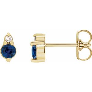 14K Yellow Natural Blue Sapphire & .03 Natural Diamond Earrings - BN & CO JEWELRY