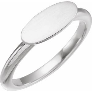 14K White 13x5.5 mm Oval Signet Ring - BN & CO JEWELRY