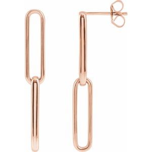 14K Rose Elongated Flat Link Earrings - BN & CO JEWELRY