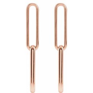 14K Rose Elongated Flat Link Earrings - BN & CO JEWELRY