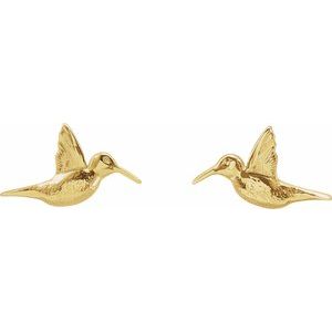 14K Yellow Humming Bird Earrings - BN & CO JEWELRY