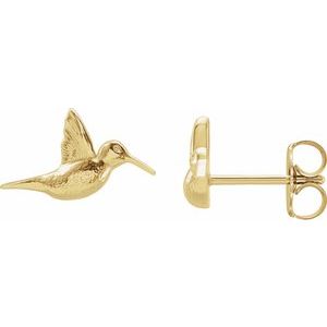 14K Yellow Humming Bird Earrings - BN & CO JEWELRY