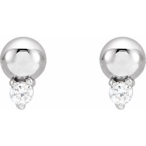 14K White .03 CTW Natural Diamond Bead Earrings - BN & CO JEWELRY